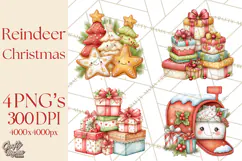 Christmas Reindeer PNG Cute Kawaii Holiday Clipart Product Image 1