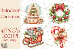 Christmas Reindeer PNG Cute Kawaii Holiday Clipart Product Image 1