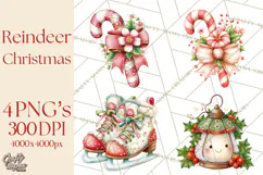 Christmas Reindeer PNG Cute Kawaii Holiday Clipart Product Image 1