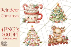 Christmas Reindeer PNG Cute Kawaii Holiday Clipart Product Image 1