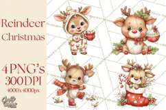 Christmas Reindeer PNG Cute Kawaii Holiday Clipart Product Image 1