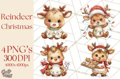 Christmas Reindeer PNG Cute Kawaii Holiday Clipart Product Image 1