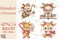 Christmas Reindeer PNG Cute Kawaii Holiday Clipart Product Image 1