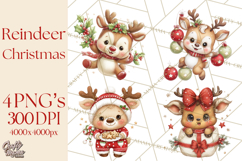 Christmas Reindeer PNG Cute Kawaii Holiday Clipart Product Image 1