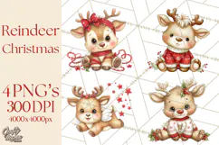 Christmas Reindeer PNG Cute Kawaii Holiday Clipart Product Image 1