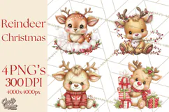 Christmas Reindeer PNG Cute Kawaii Holiday Clipart Product Image 1
