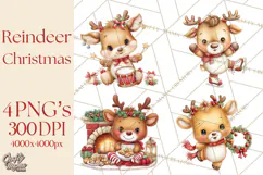Christmas Reindeer PNG Cute Kawaii Holiday Clipart Product Image 1