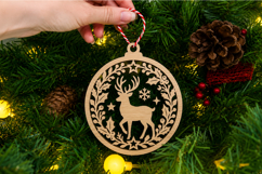 Reindeer Christmas Ornament Laser Cut SVG Product Image 1