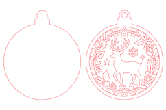 Reindeer Christmas Ornament Laser Cut SVG Product Image 2