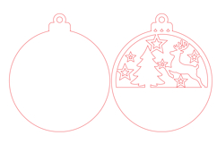 Reindeer Christmas Ornament Laser Cut SVG, Round Woodland Product Image 2