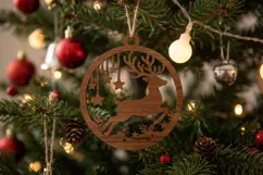 Reindeer Christmas Ornament SVG, Holiday Laser Cut File Product Image 2