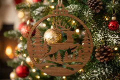 Reindeer Christmas Ornament SVG, Holiday Laser Cut File Product Image 2