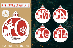 Reindeer Christmas Ornament SVG Initial Laser cut