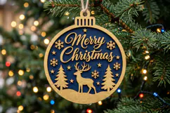 Reindeer Christmas Ornament SVG, Laser Cut Glowforge File Product Image 1