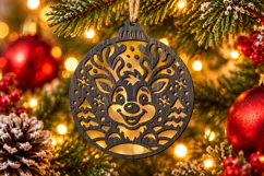 Reindeer Christmas Ornament SVG, Laser Cut Glowforge File Product Image 2