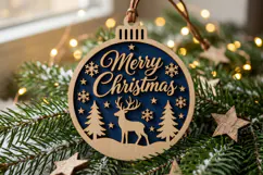 Reindeer Christmas Ornament SVG, Laser Cut Glowforge File Product Image 2
