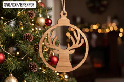 Reindeer Christmas Ornament Laser Cut Product Image 1