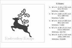 Reindeer embroidery file, Christmas embroidery design Product Image 2