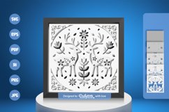 Reindeer Folk Art White Layered Papercut 3D Shadow Box Product Image 5