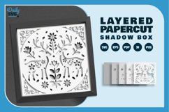 Reindeer Folk Art White Layered Papercut 3D Shadow Box Product Image 1