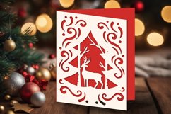 Reindeer Forest and Ornaments Christmas Card