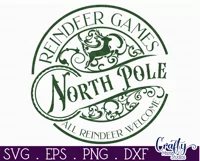 Christmas Round Sign Svg, Reindeer Games Door Hanger Product Image 2