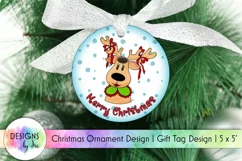 Merry Christmas Ornament | Christmas Reindeer Illustration Product Image 1