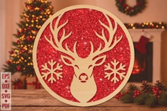 Reindeer Head Laser Cut SVG Product Image 1