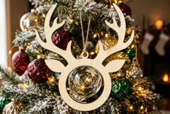 Reindeer Head Ornament SVG, Holiday Laser Cut Design File Product Image 1