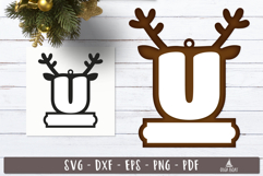 Reindeer Letter U Christmas Ornament SVG