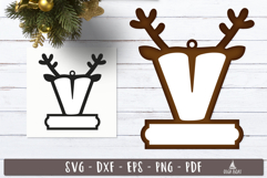 Reindeer Letter V Christmas Ornament SVG