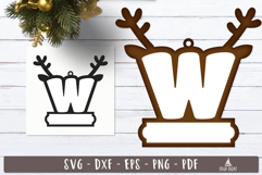 Reindeer Letter W Christmas Ornament SVG