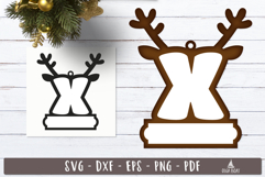 Reindeer Letter X Christmas Ornament SVG
