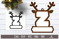 Reindeer Letter Z Christmas Ornament SVG