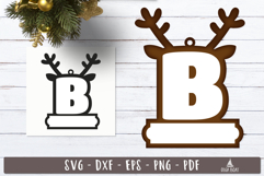 Reindeer Monogram Ornament Christmas Letter B