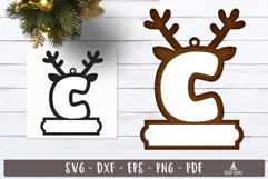 Reindeer Monogram Ornament Christmas Letter C