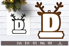 Reindeer Monogram Ornament Christmas Letter D