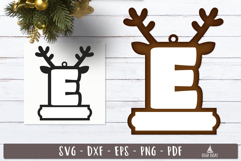 Reindeer Monogram Ornament Christmas Letter E