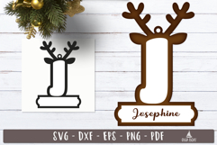 Reindeer Monogram Ornament Christmas Letter J