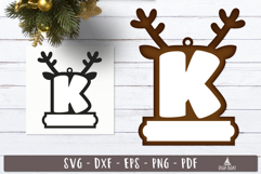 Reindeer Monogram Ornament Christmas Letter K
