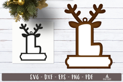 Reindeer Monogram Ornament Christmas Letter L