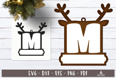 Reindeer Monogram Ornament Christmas Letter M