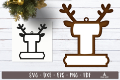 Reindeer Monogram Ornament Christmas SVG Letter T