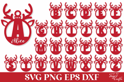 Christmas Reindeer Monogram Ornament SVG Product Image 2