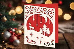 reindeer moon and stars papercut card