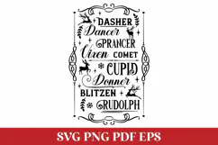 Reindeer Names Christmas SVG Quote Product Image 1