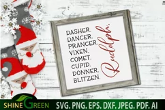 Reindeer Names SVG- Farmhouse Christmas Rudolph SVG Product Image 2