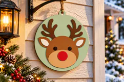 Reindeer Ornament Laser Cut Wood File, Christmas SVG Product Image 1