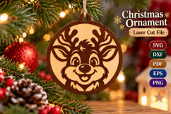 Reindeer Ornament SVG File, Christmas Laser Cut Craft File Product Image 1