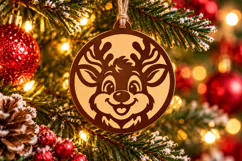 Reindeer Ornament SVG File, Christmas Laser Cut Craft File Product Image 2